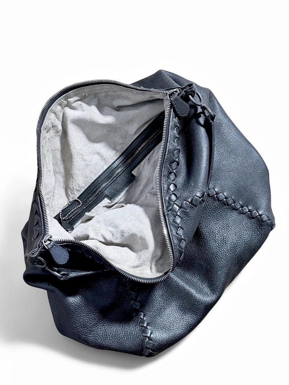S/S 2009 Vintage Bottega Veneta Nero Cervo Leather Loop Hobo Tote Bag - Picture 2 of 7